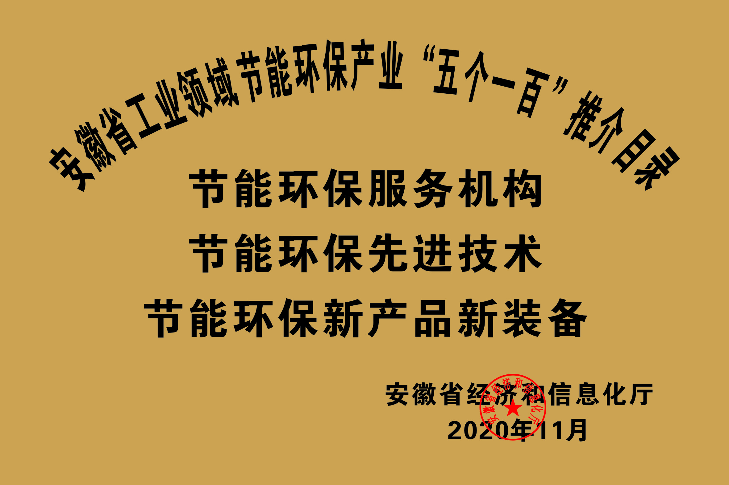 2020年安徽省工業(yè)節(jié)能環(huán)保產(chǎn)業(yè)“五個一百”推介目錄